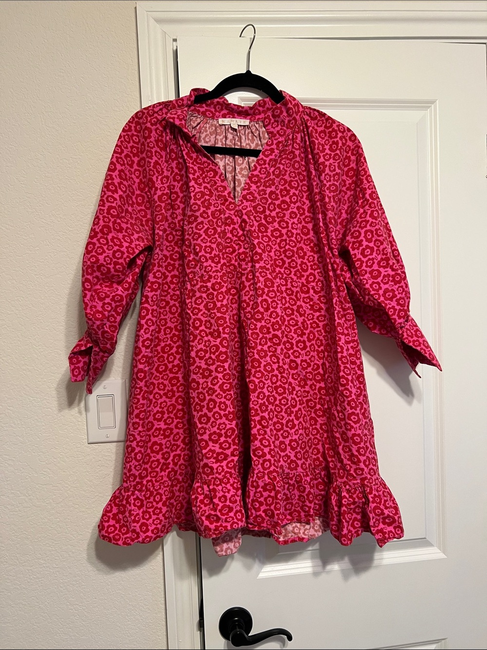 Karlie Hot Pink Floral Ruffle-Hem Tunic